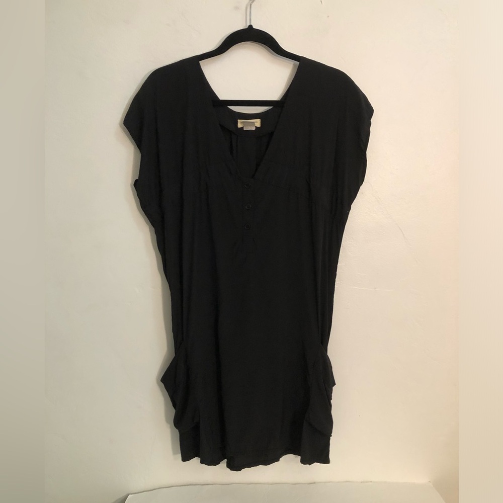 Modcloth Moon Collection Smock Blouse/Dress Women's Size L Black Pockets Sleeves